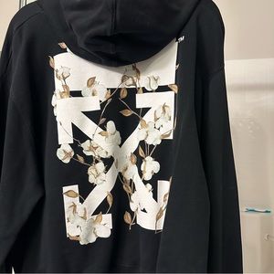 Off-white c/o Virgil Abloh 2019 Flowers sweatshirt hoodie, Black, Size XL
